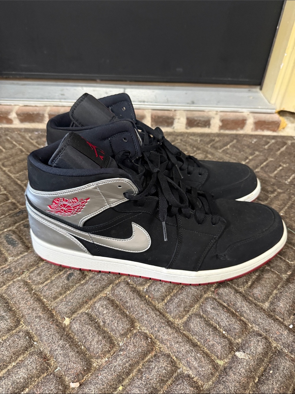Jordan Men’s Black/Silver/Red High-Top Sneakers